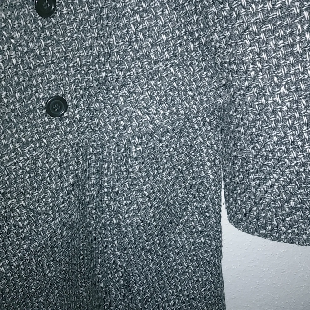Anthropologie Beth Bowley L Tweed Double Breasted Overcoat in Black White - Picture 3 of 9